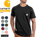 レビューでクーポン★カーハート ポケット Tシャツ CARHARTT FORCE COTTON DELMONT SS T-SHIRT 100410 Black White Coral Navy Red Blue Carbon Heather Moss Green 速乾性 防臭 防汚 ドライ ワーク 半袖T 無地T ポケT 厚手 頑丈 メンズ 男