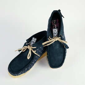 クラークス ワラビー ブーツ CLARKS ORIGINALS WALLABEE BOOTS 26169152 Navy Sashiko ネイビー 刺し子 藍色 スエード 【USサイズ】 ブーツ カジュアル シューズ メンズ 男性