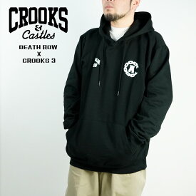 クルックスアンドキャッスルズ プルオーバー パーカーCROOKS & CASTLES DEATH ROW X CROOKS 3 HOODIE 2XC02112 Black デスロウ HIPHOP チカーノ 大きいサイズ XXL 2XL コラボレーション ヒップホップ レーベル レコード グラフィック プリント フーディー メンズ 男性