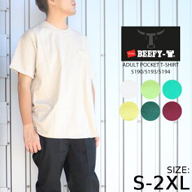 ヘインズ 半袖Tシャツ Hanes BEEFY-T ADULT POCKET T-SHIRT 5190/5193/5194 Green Lime Maroon Sand White Yellow ビーフィー 大きいサイズ 春夏 メンズ レディース 男性 女性 ユニセックス 大きいサイズ XXXL 3L