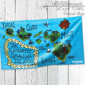 ヘザーブラウン バスタオル タオル HEATHER BROWN Hawaii Map HB0105MT ビーチタオル ブランケット ハワイ サーフ サーフィン ハワイアン