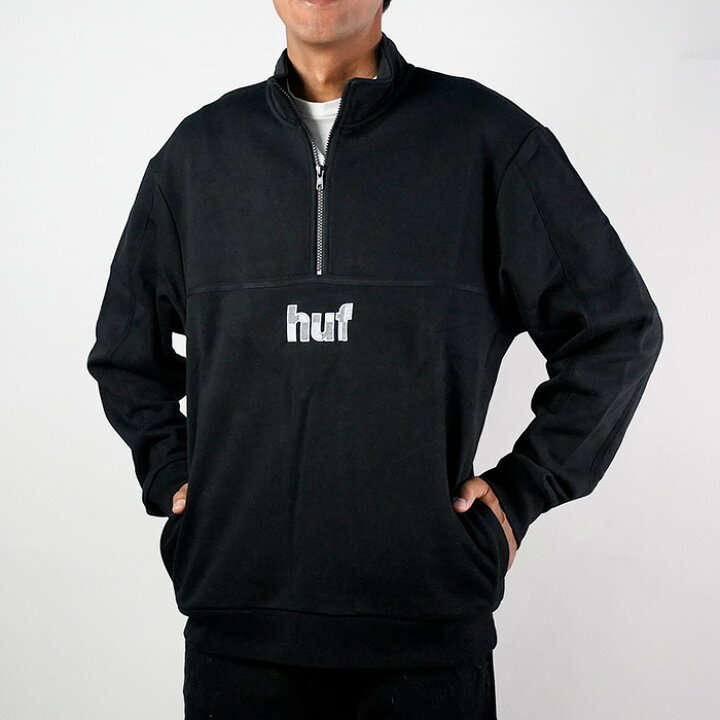 楽天市場】ハフ スウェット トレーナー HUF SPLIT 1/4 ZIP MOCK Black 