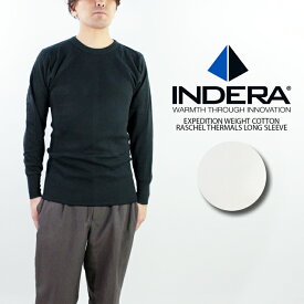 インデラミルズ ラッセルサーマル コットンヘビーウエイト Tシャツ INDERA MILLS EXPEDITION WEIGHT COTTON RASCHEL THERMALS LONG SLEEVE 890LS/DR Natural Black ワーク 長袖T 無地T 厚手 頑丈 メンズ 男性