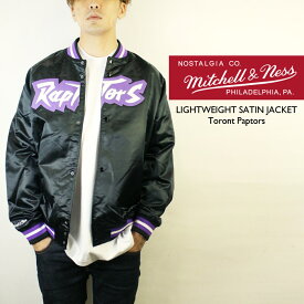 ミッチェル＆ネス スタジャン MITCHELL & NESS LIGHTWEIGHT SATIN JACKET Toront Paptors Black トロントラプターズ ライトウェイトサテンジャケット チームジャンバー ジャケット 大きいサイズ 秋冬 メンズ 男性