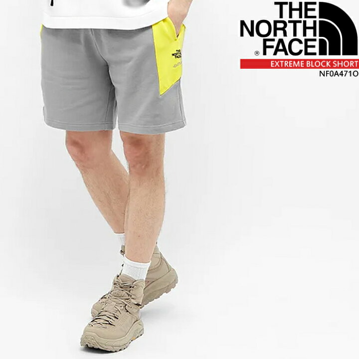 ノースフェイス ショートパンツ 短パン THE NORTH FACE EXTREME BLOCK SHORT NF0A471O Mid  Grey TNF Lemon ハーフパンツ ランニング ジョギング アウトドア 90年代 90's