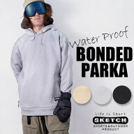 レビューでクーポン★スノーボード 撥水パーカー sketch BONDED PARKA 防水 フーディー プルオーバー Bla…