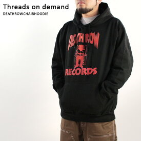 スレッド オン デマンド プルオーバー パーカー THREADS ON DEMAND DEATH ROW CHAIR HOODIE Black Red デスロウ HIPHOP ヒップホップ レーベル レコード グラフィック プリント フーディー メンズ 男性