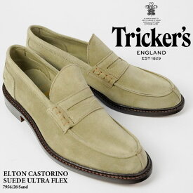 トリッカーズ アダム カストリーノ 革靴 TRICKERS ADAM CASTORINO SUEDE ULTRA FLEX 7956/28 Sand サンド 短靴 ローファー ペニーローファー ラウンドトゥ コンフォートシューズ タウンシューズ カジュアル フォーマル 靴 メンズ 男性