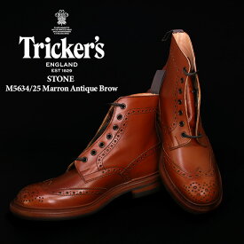 トリッカーズ ストウ 革靴 trickers STOW DAINITE SOLE M5634/25 Marron Antique Brow ダイナイトソール 短靴 ラウンドトゥ ウイングチップ コンフォートシューズ タウンシューズ カジュアル フォーマル 靴 メンズ 男性