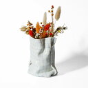 Saori M Stoneware 練込 布袋型 トール フラワーベース H13 磁器 チェック 花瓶 オブジェ 日本 アメリカ おしゃれ か…