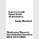 1968 アンディ・ウォーホル展 ポスター I never read... 70x100cm モノクロ　北欧 スウェーデン ランキングお取り寄せ