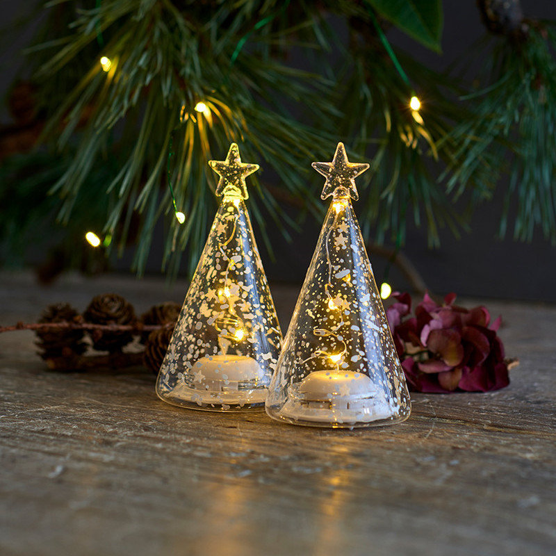 内側から輝く小さなガラスのツリー SIRIUS 発光する クリスマス ツリー 小 11.5cm おトク 2個セット デンマーク LED ガラス シリウス 北欧 電飾 WEB限定 ライト おしゃれ