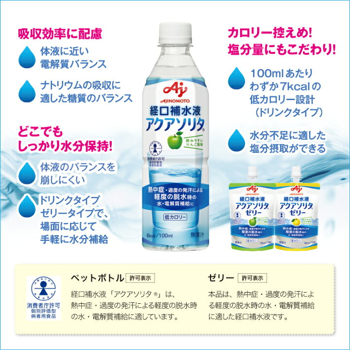 楽天市場】アクアソリタ ゼリー りんご風味 130g ×24個 経口補水液 