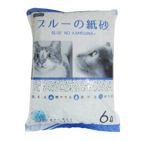 【お買い得品！！】【複数口まとめ買いお勤め先等企業様宛限定】ペットプロ　 ブルーの紙製猫砂　42L（6L×7袋）固まる燃やせる 流せる ブルー 紙製 素早く吸収 しっかり固まる 掃除が楽 後始末が楽 再生紙 色が変わる デオドラント