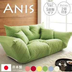 ローソファ 2人掛け フロアソファ ローソファー ソファ ソファー 二人掛け 座椅子 ソファベット 日本製 リクライニングソファ 二人用 2P かわいい シンプル 北欧 布地 カラフル リビング ワン
