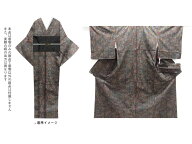 未使用品　花唐草模様織り出し本場泥大島紬着物(5マルキ)【着】【紬・お召し】