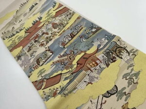 明綴れ洛中洛外図織り出し袋帯【リサイクル】【中古】