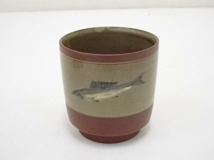 楽天市場 佐渡無名異焼 伊藤赤水造 朱泥魚文湯呑 共箱 中古 道 Kimono Shinei ２号店