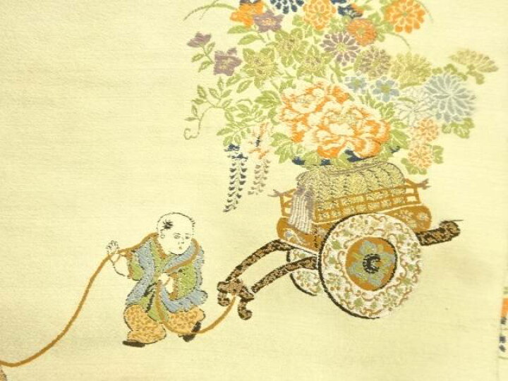 楽天市場】唐子に花車模様織り出し名古屋帯【アンティーク】【中古 
