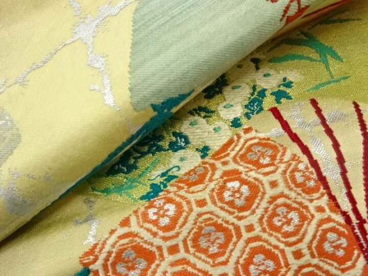楽天市場】 扇に草花模様織出し名古屋帯【アンティーク】【中古  