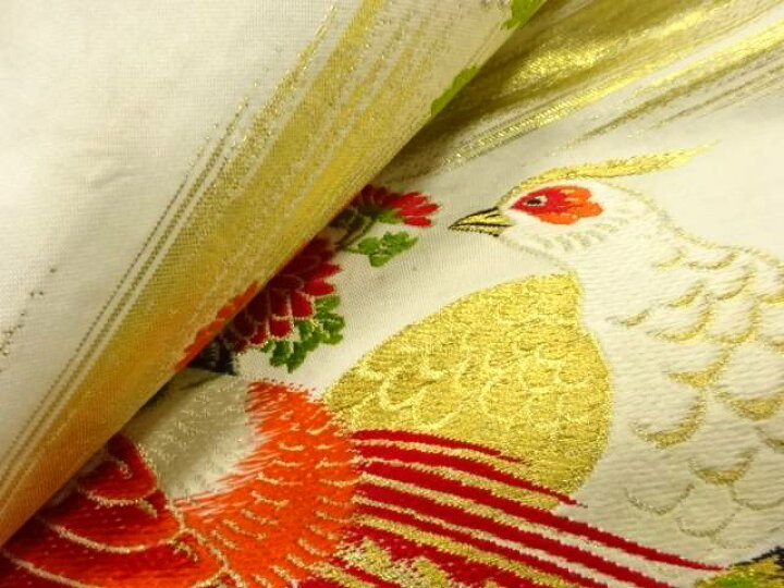 楽天市場】 雉に菊模様織出し名古屋帯【アンティーク】【中古】【着 