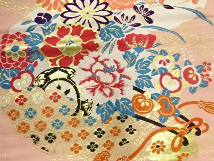 楽天市場】 雪輪に花車模様織出し名古屋帯【アンティーク】【中古 