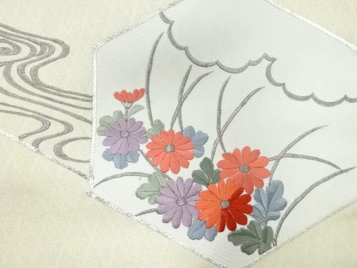楽天市場】 亀甲に菊・波模様刺繍名古屋帯【アンティーク】【中古 