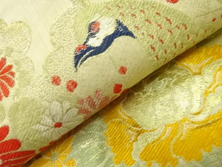 楽天市場】 孔雀に菊・梅・牡丹模様織出し名古屋帯【アンティーク  