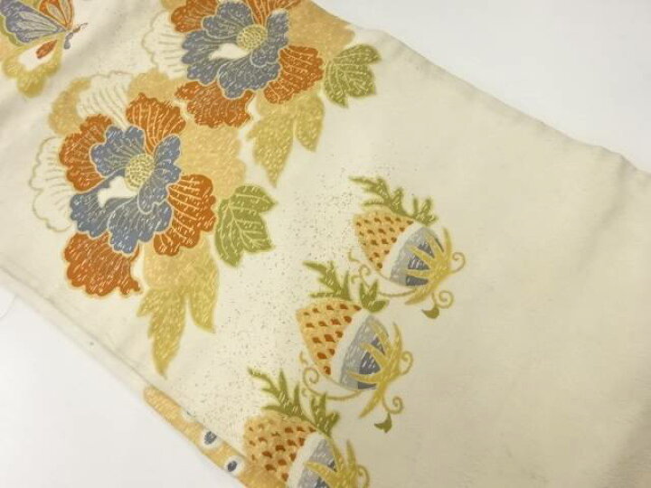 楽天市場】 牡丹に蝶模様刺繍名古屋帯（材料）【アンティーク】【中古 