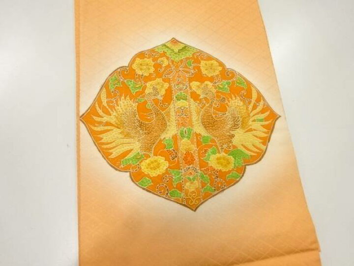 楽天市場】相良刺繍向かい鳥に花唐草模様織出し開き名古屋帯（額縁 