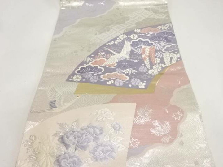 楽天市場】地紙に鶴・松竹梅模様織出し袋帯【リサイクル】【中古】【着 