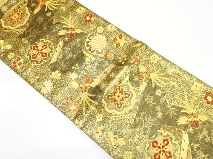 楽天市場】華紋に唐花・鳳凰模様織出し振袖用袋帯【中古】【着 