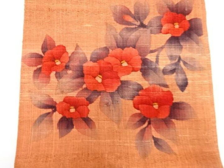楽天市場】作家物 手織り紬手描き椿模様名古屋帯【中古】【着 