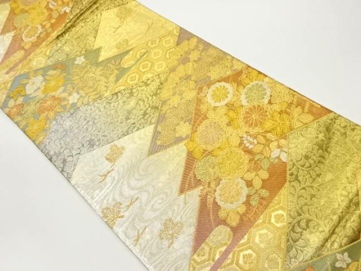 楽天市場】変わり松皮菱に草花・流水・亀甲模様織出し袋帯【中古】【着 