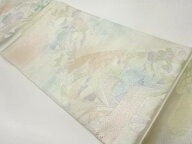 山に花々・ヱ霞・古典柄模様織出し袋帯【中古】【着】