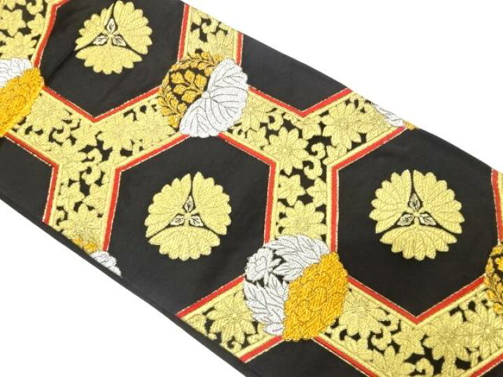 楽天市場】 亀甲に草花・桐模様織り出し袋帯（着用可）【アンティーク 