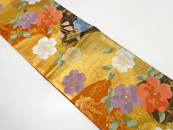 楽天市場】 変わり織 枝垂れ桜模様織り出し 振袖用袋帯【中古】【着  