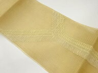 羅紐通し抽象線模様織出し名古屋帯【中古】【着】