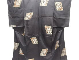 幾何学模様織り出しお召着物【大正ロマン】【中古】【着】【大正ロマン】