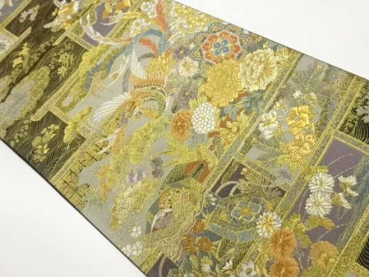 楽天市場】 鳳凰に松・花々模様織出し袋帯【中古】【着】【袋帯 