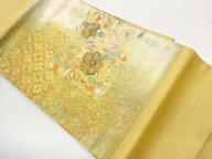 金彩汕頭刺繍花唐草に花菱模様名古屋帯【中古】【着】【名古屋帯】