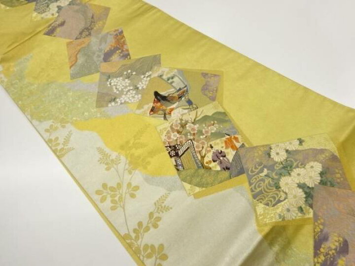 楽天市場】 本金箔色紙に時代人物・梅・桜模様織出し袋帯【中古】【着 