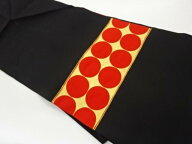 塩瀬金駒刺繍横段に丸文模様名古屋帯【中古】【着】【名古屋帯】