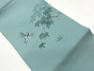 作家物　塩瀬手描き笹に雀模様名古屋帯【中古】【着】【名古屋帯】