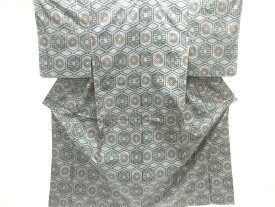 未使用品　亀甲に花模様織り出し本場村山大島紬着物アンサンブル【着】【紬・お召し】
