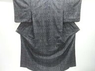 華紋織り出し手織り紬単衣着物【中古】【着】【紬・お召し】