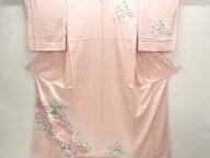流水に草花模様訪問着【中古】【着】【訪問着・付下げ】