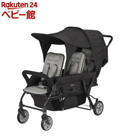 3人乗りベビーカー ブラック(1台)[幼稚園 保育園 双子 姉妹 兄弟 施設向け 多機能]