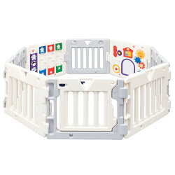 カラーボール100個プレゼントたためるNEWミュージカルキッズランドDX+拡張トイパネル2枚組セット【パネル8枚】グレー日本育児nihonikuji扉付きベビーサークル室内グッズ