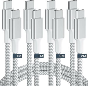 USB Type C�P�[�u���y1m+1m+2m+2m/4�{�z�^�C�vc �P�[�u�� PD�Ή� 60W�}���[�d�z�f�[�^�]�� �f���h�~ ���ϋv�i�C���� iPhone 17/iPhone 16 /iPhone 15 / MacBook�AiPad Pro/Air�AGalaxy�ASony�APixel Type C�@��Ή�
